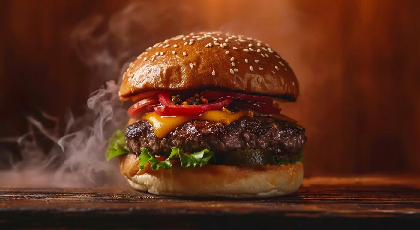 Hamburguesa gourmet Mostaza con carne angus, queso cheddar y salsa especial - Delivery Buenos Aires